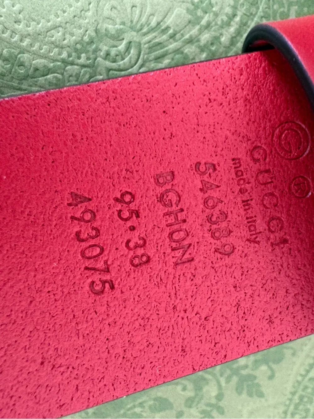Gucci Red Leather Belt with Silver Double-G Buckle 95cm